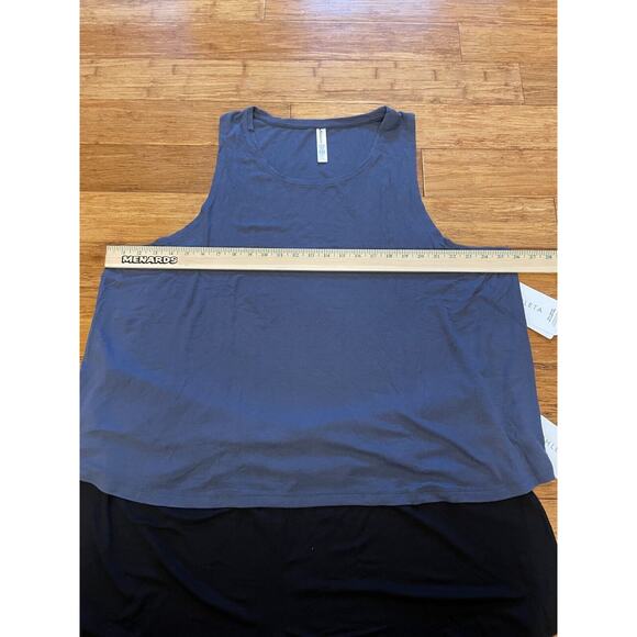NWT ATHLETA WOMENS VIOLET BLUE SLEEVELESS TANK AND BLACK SHORTS RIB SLEEP SET 3X - Picture 6 of 12